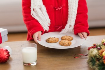 Festive little boy holding plate of cookies