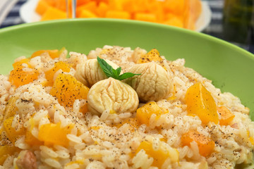 Risotto alla zucca e castagne