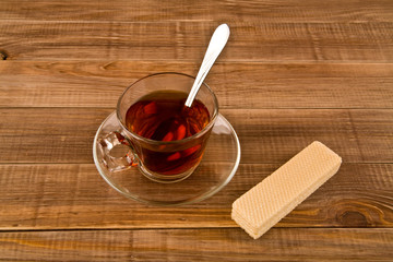 cup tea and waffles