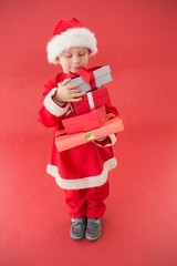 Cute little boy in santa costume