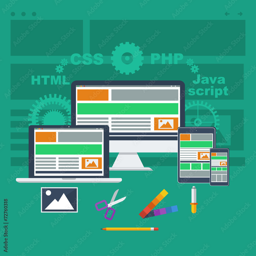 Wall mural web development concept flat style
