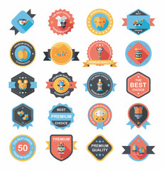 Baby badge banner design flat background set, eps10