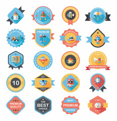 Baby badge banner design flat background set, eps10