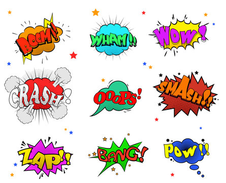 Collection of multicolored comic sound Effects for you design