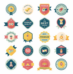 Chinese New Year badge flat banner design background set, eps10