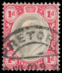 stamp printed in UK shows King George V