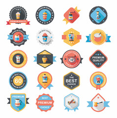coffee badge design flat background set, eps10