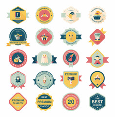 Halloween badge banner design flat background set, eps10