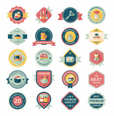 Kitchenware badge flat banner design background set, eps10