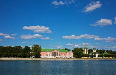 Beautiful view of the estate Kuskovo in sunny day, Moscow