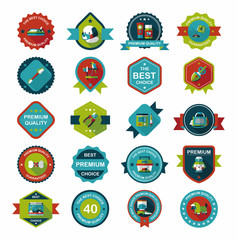 Pet badge flat banner design background set, eps10