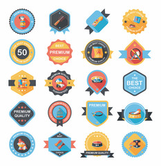 Pet badge flat banner design background set, eps10