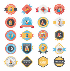 Christmas badge banner design flat background set, eps10