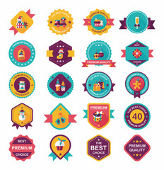 Christmas badge banner design flat background set, eps10