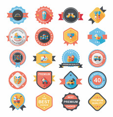 Baby badge banner design flat background set, eps10