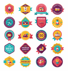 Baby badge banner design flat background set, eps10