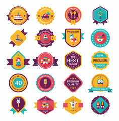 Baby badge banner design flat background set, eps10