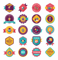 Christmas badge banner design flat background set, eps10