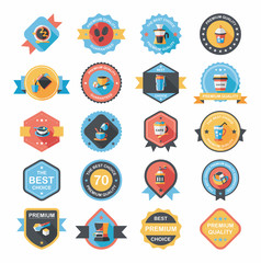 coffee badge design flat background set, eps10