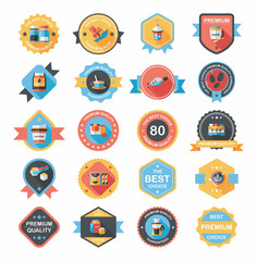 coffee badge design flat background set, eps10