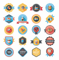 coffee badge design flat background set, eps10