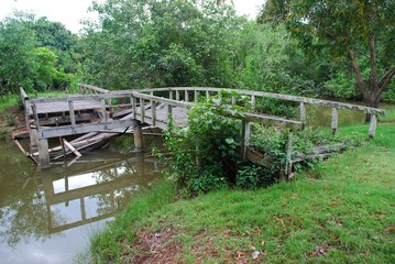 ruined wooden bridge