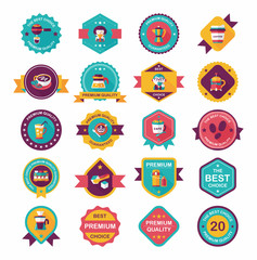 coffee badge design flat background set, eps10