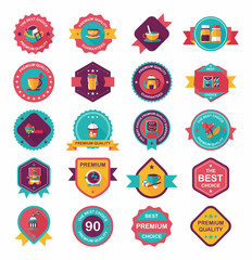 coffee badge design flat background set, eps10
