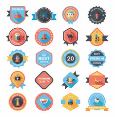 Halloween badge banner design flat background set, eps10