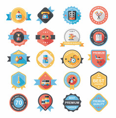 hospital badge banner design flat background set, eps10