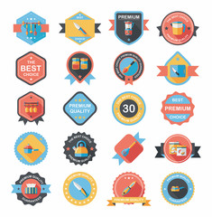 Kitchenware badge flat banner design background set, eps10