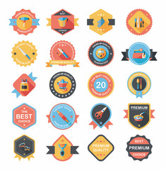 Kitchenware badge flat banner design background set, eps10