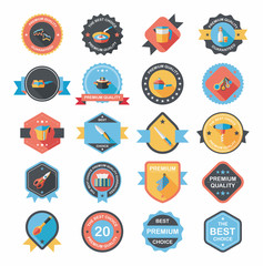 Kitchenware badge flat banner design background set, eps10