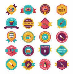 Kitchenware badge flat banner design background set, eps10