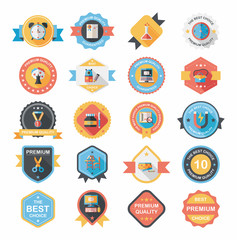 School badge banner design flat background set, eps10
