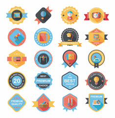 School badge banner design flat background set, eps10