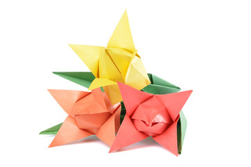 Obraz premium Origami tulip isolated over white backgrîund