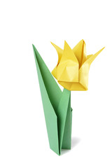 Origami tulip isolated over white backgr&icirc;und