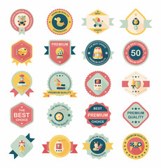 Toy badge banner design flat background set, eps10