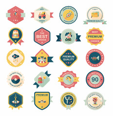 Naklejka premium Toy badge banner design flat background set, eps10