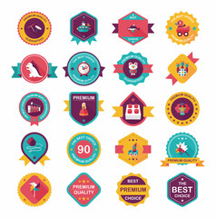 Toy badge banner design flat background set, eps10