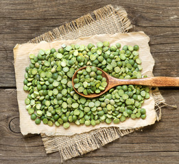 Pile of Dried  Green Split Peas