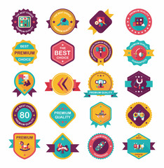 Toy badge banner design flat background set, eps10