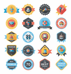 Travel badge banner design flat background set, eps10