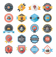 Travel badge banner design flat background set, eps10