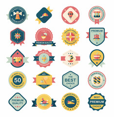 Travel badge banner design flat background set, eps10