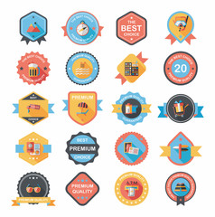 Travel badge banner design flat background set, eps10