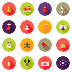 Christmas Circle Flat Icons Set 4