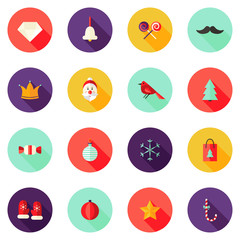 Christmas Circle Flat Icons Set 1