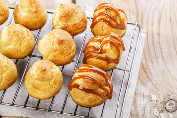 profiteroles with caramel